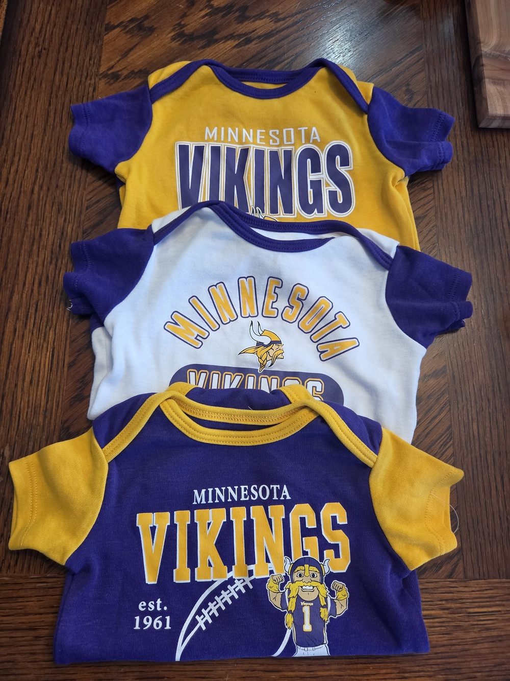 Minnesota Vikings Infant Bodysuit in Gold and Purple